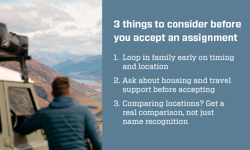 graphic explaining 3 things to consider before you accept an assignment