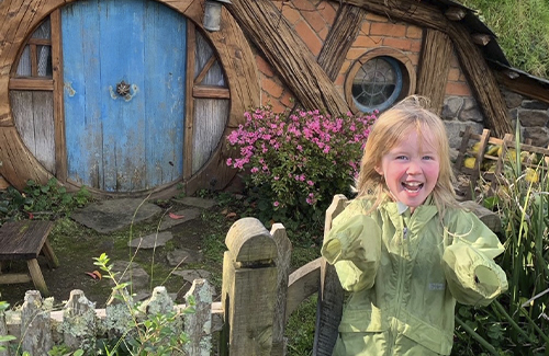 Dr. Parrish's daughter at hobbit house in NZ