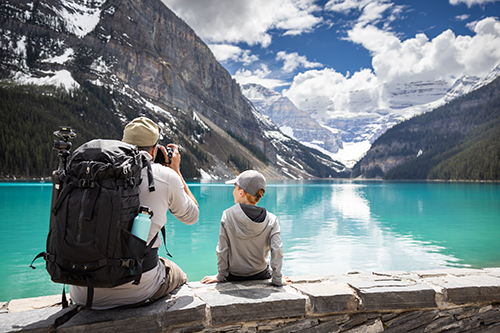 picture of father and son in Banff, Canada