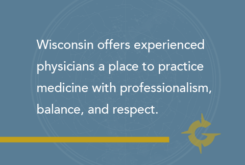 graphic describing the things Wisconsin offers to locum physicians who work there