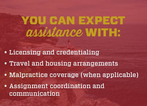 list of assistance international locums will get from an agency