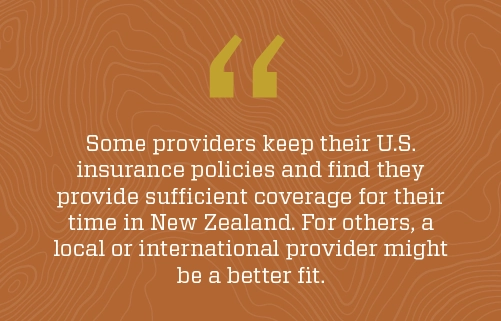 graphic saying some locum physicians choose to keep their US insurance when they go on assignment in NZ