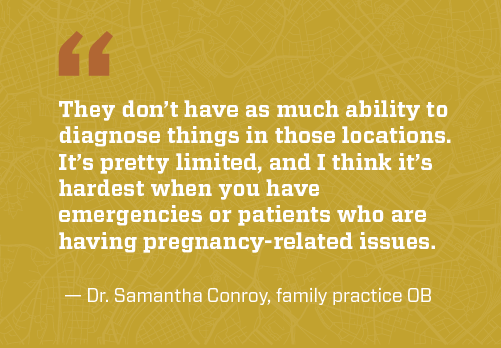 Quote from Dr. Conroy about accessibility of care in remote alaska