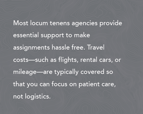 Graphic explaining what locums agencies typically cover for locums doctors