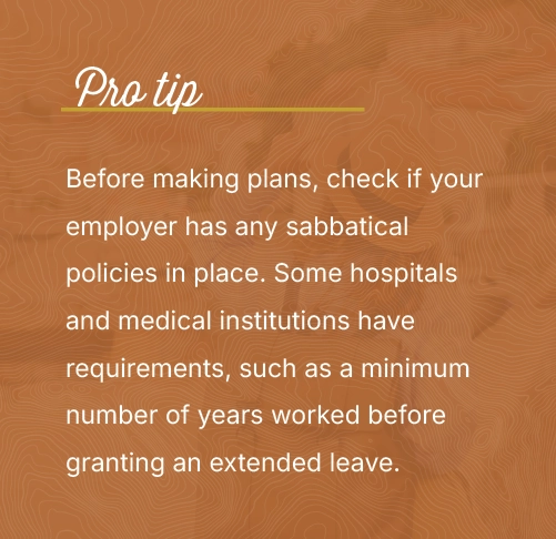 Graphic with pro tip about sabbatical policies