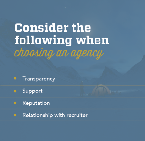 Graphic explaining what to look for in a locums agency