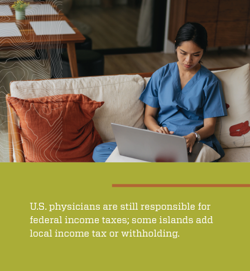 Graphic discussing taxes for U.S. physicians