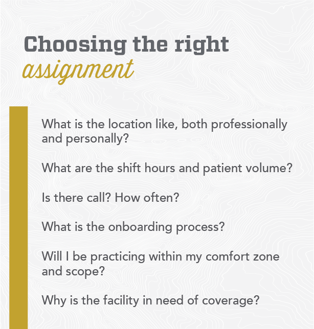 Graphic with tips for choosing the right locums assignment