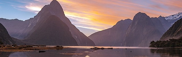 New Zealand Mountain Bay Sunset