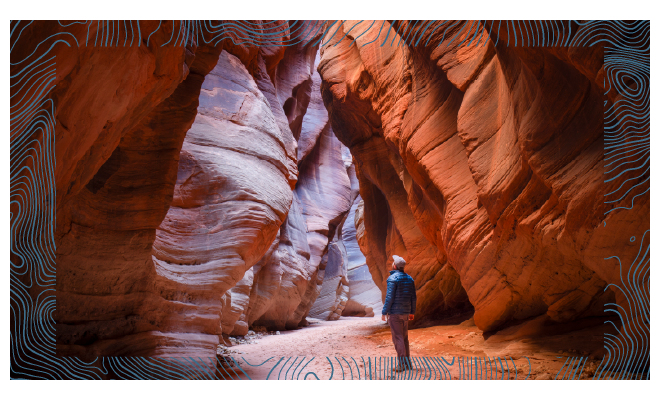 picture of person exploring slot canyon in Utah