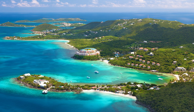 Aerial shot of Coki Point, St. Thomas