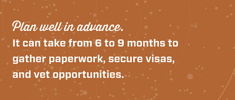 Infographic recommending advanced planning