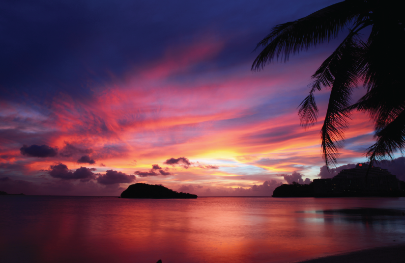Picture of a sunset in the Pacific Islands
