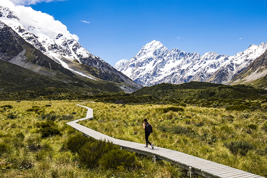 Image of resident hiking internationally