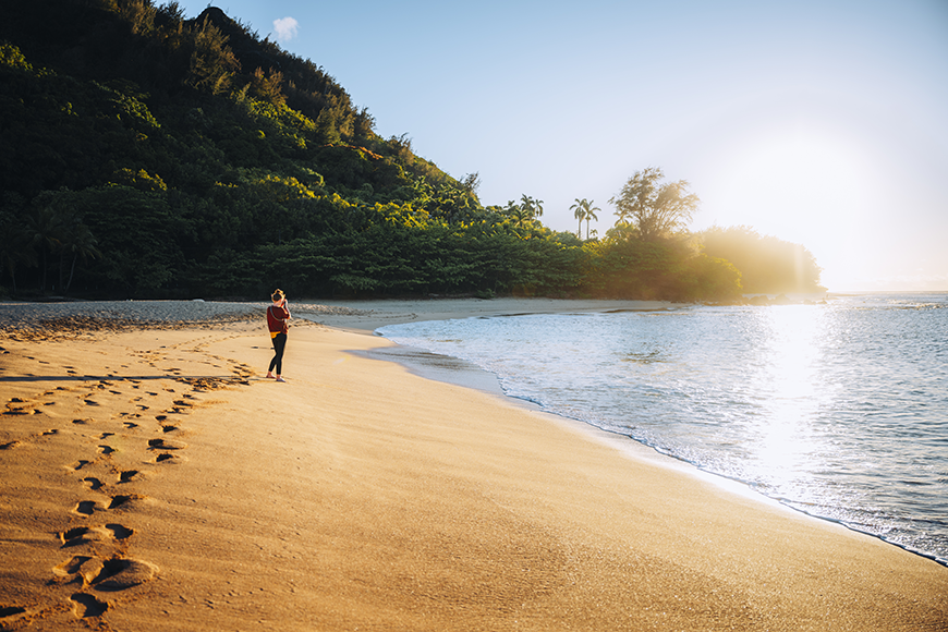 picture of a person walking along the coast
