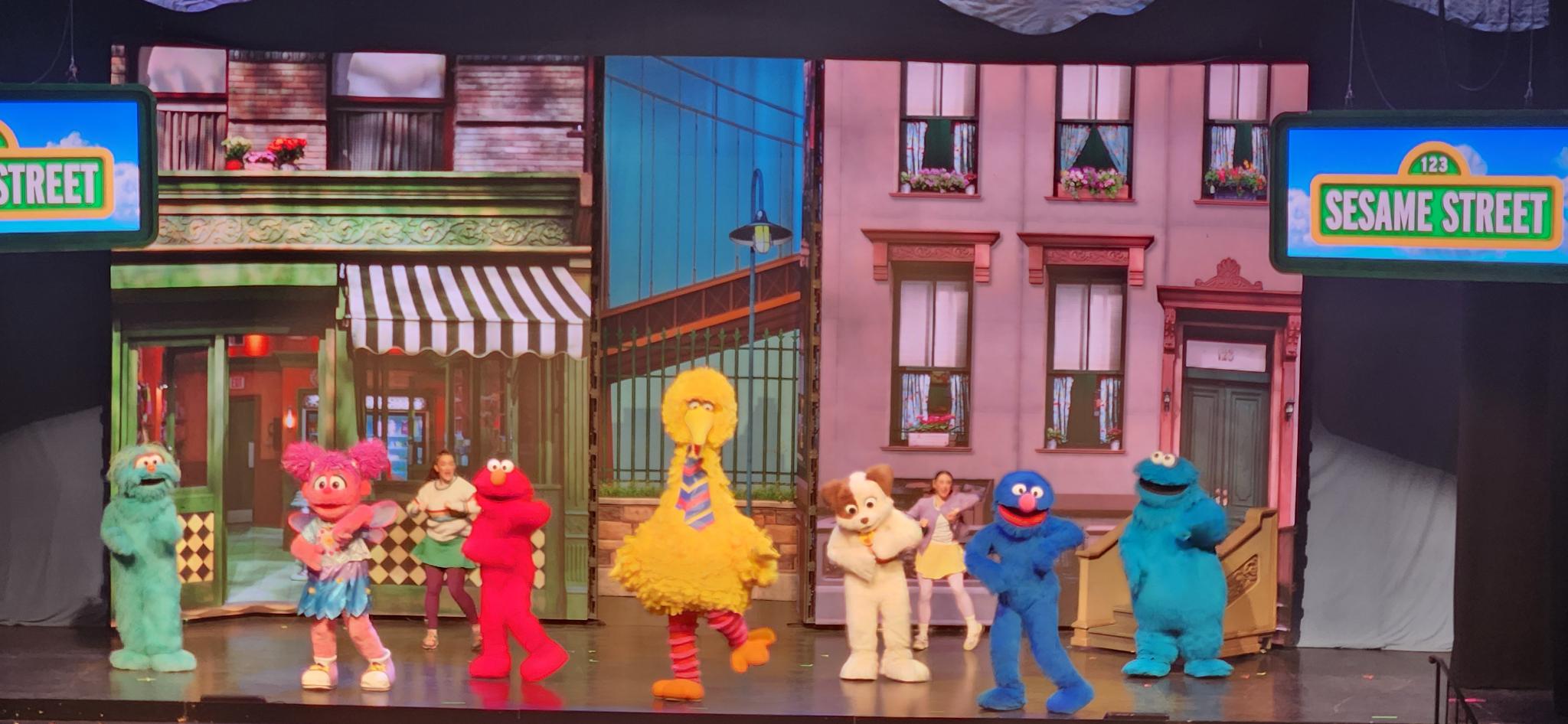 Sesame Street characters on stage