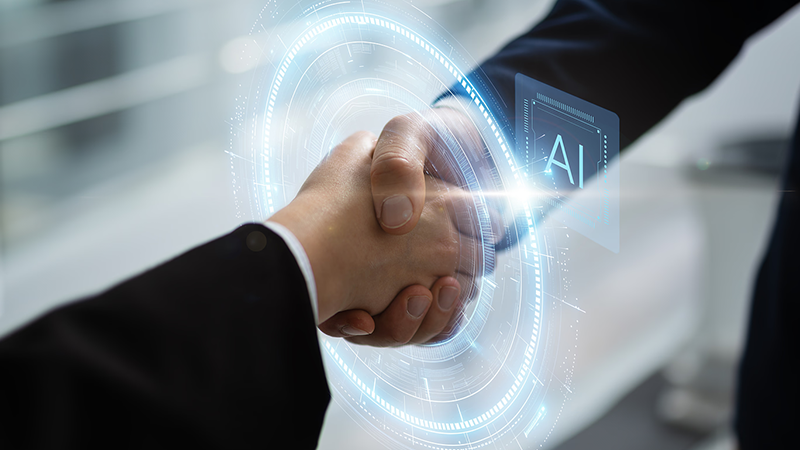 Two Hands connected via AI