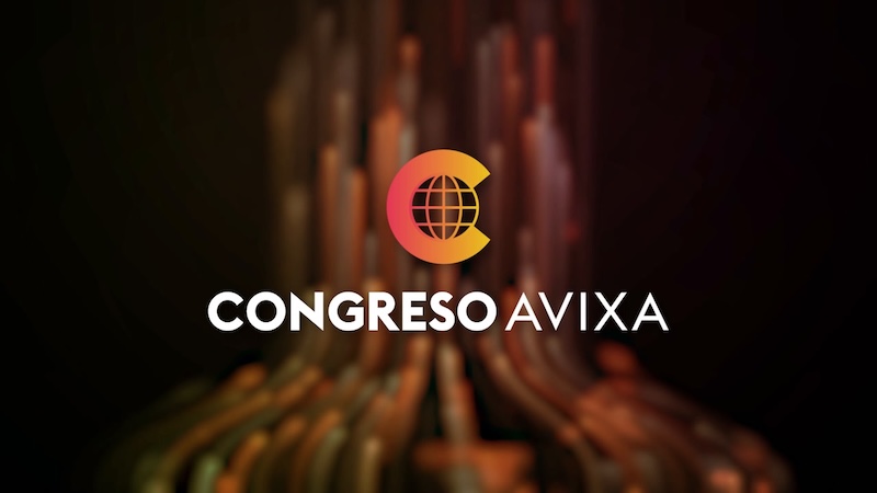 Logo featuring "Congreso AVIXA" with an abstract, glowing background and a globe design.
