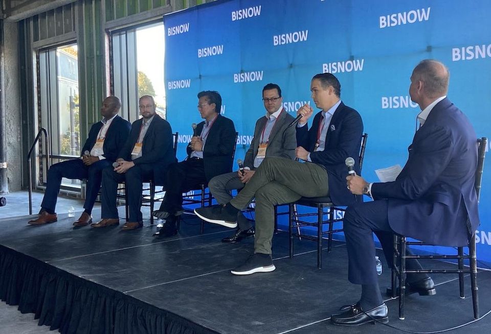 Colliers' Kendin Carr, Nuveen Green Capital's Mike Doty, Berkeley Investments' Young Park, Ecosave's Marcelo Rouco, Invesco's Yorick Starr and NFP's Brooks Finnegan.
