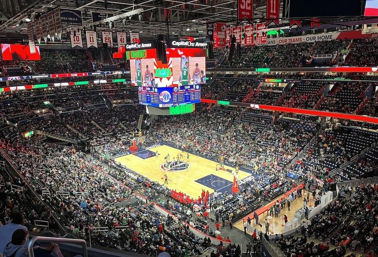 The inside of Capital One Arena during a Wizards game in October. 