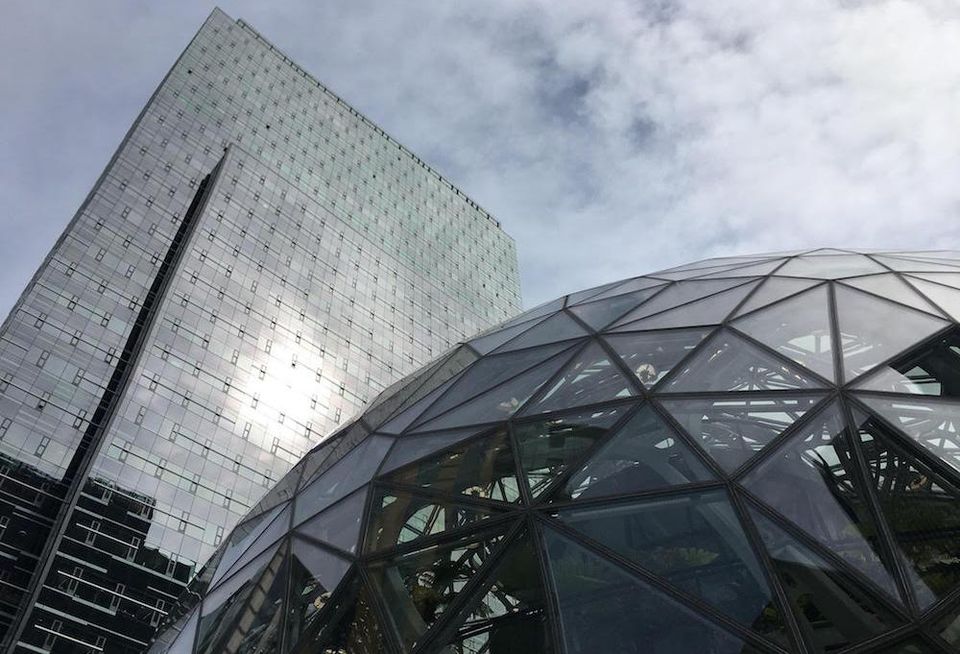 A portion of Amazon’s South Lake Union headquarters in Seattle