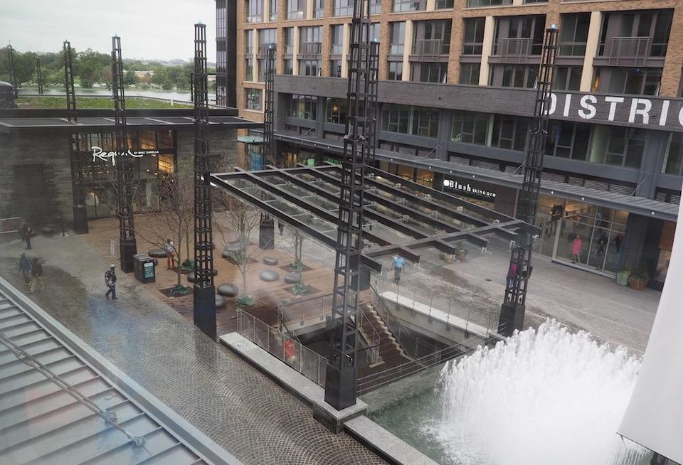 The view of The Wharf's District Square from MakeOffices' third floor space