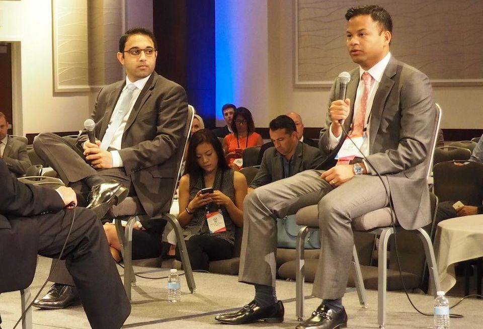Peachtree Hotel Group CIO Jatin Desai and Walker & Dunlop VP Chris Hew speaking at Bisnow's Lodging Investment Series Sept. 21, 2016
