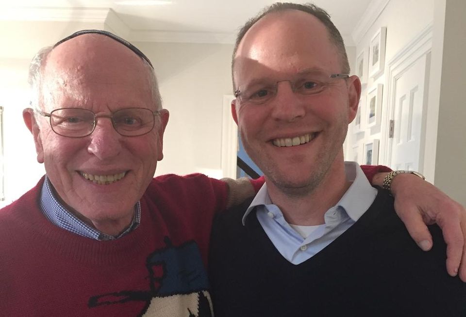 Bruce Schanzer, right, with his father