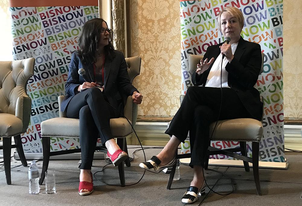 Bisnow Power Women Bradac Co. founder and CEO Amy Bradac and Salesforce Executive Vice President and Head of Global Real Estate Elizabeth Pinkham