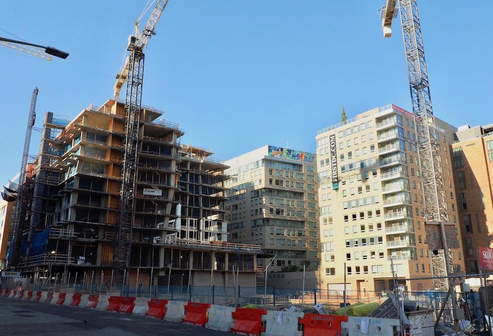 Apartment construction near Nationals Park in the Capitol Riverfront neighborhood