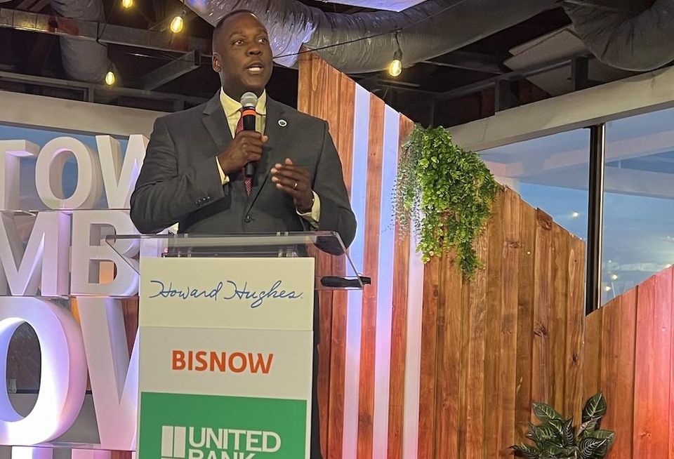 Howard County Executive Calvin Ball at Bisnow's Rise of Downtown Columbia event.