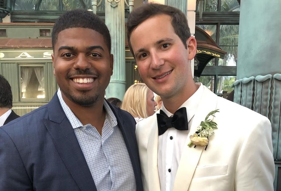 Cameron Webb and Felipe Ernst at Ernst's wedding in 2019.