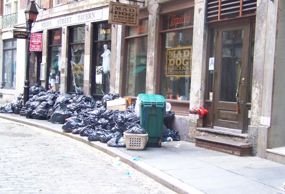 Garbage lined the streets of Lower Manhattan in the aftermath of Superstorm Sandy.