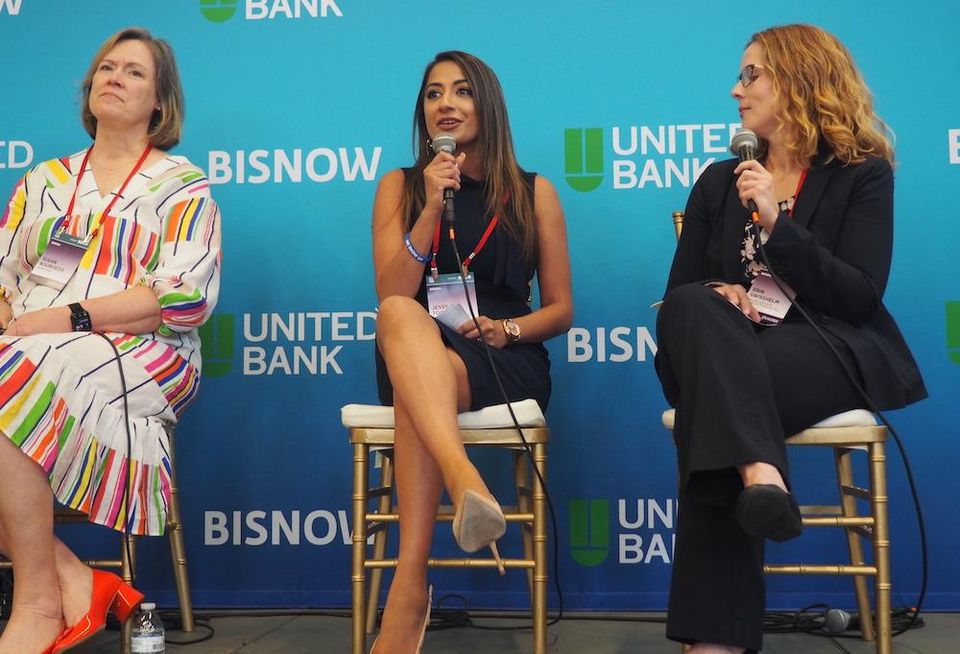 Rappaport's Susan Bourgeois, Comstock's Jessy Toor speaking at Bisnow's Loudoun County event in July 2023. 