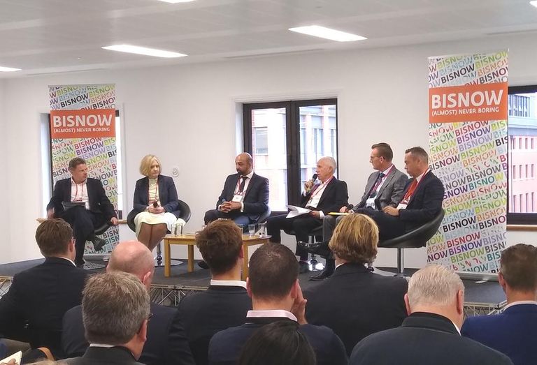 Graham Sibley (moderator), Lesley Lawson, Waheed Nazir, Roger Holbeche, Simon Scrase and Nick Payne at the Bisnow Birminguam BTR Update