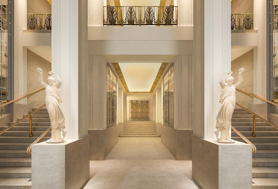 Rendering of the Lexington Avenue foyer of the renovated Waldorf Astoria in Manhattan
