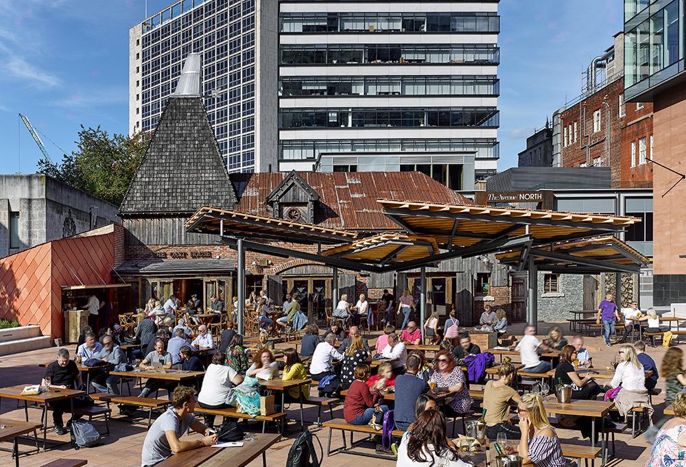 allied london spinningfield manchester crown square beer garden public realm