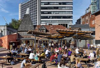 allied london spinningfield manchester crown square beer garden public realm
