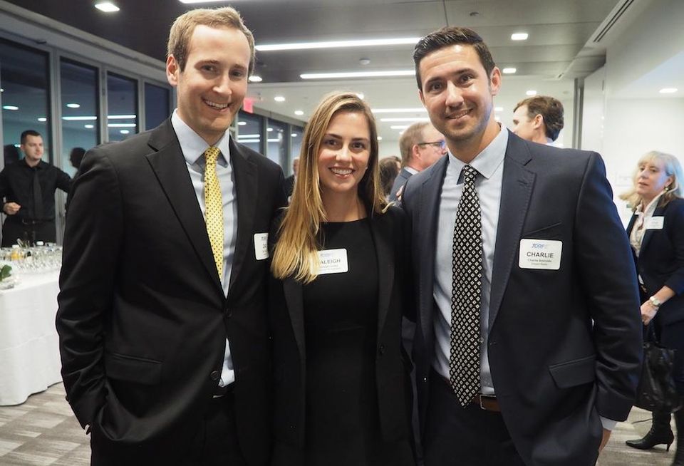 Grosvenor's Zac Linsky, Cushman & Wakefield's Kaleigh Jones and Stream Realty's Charlie Smiroldo