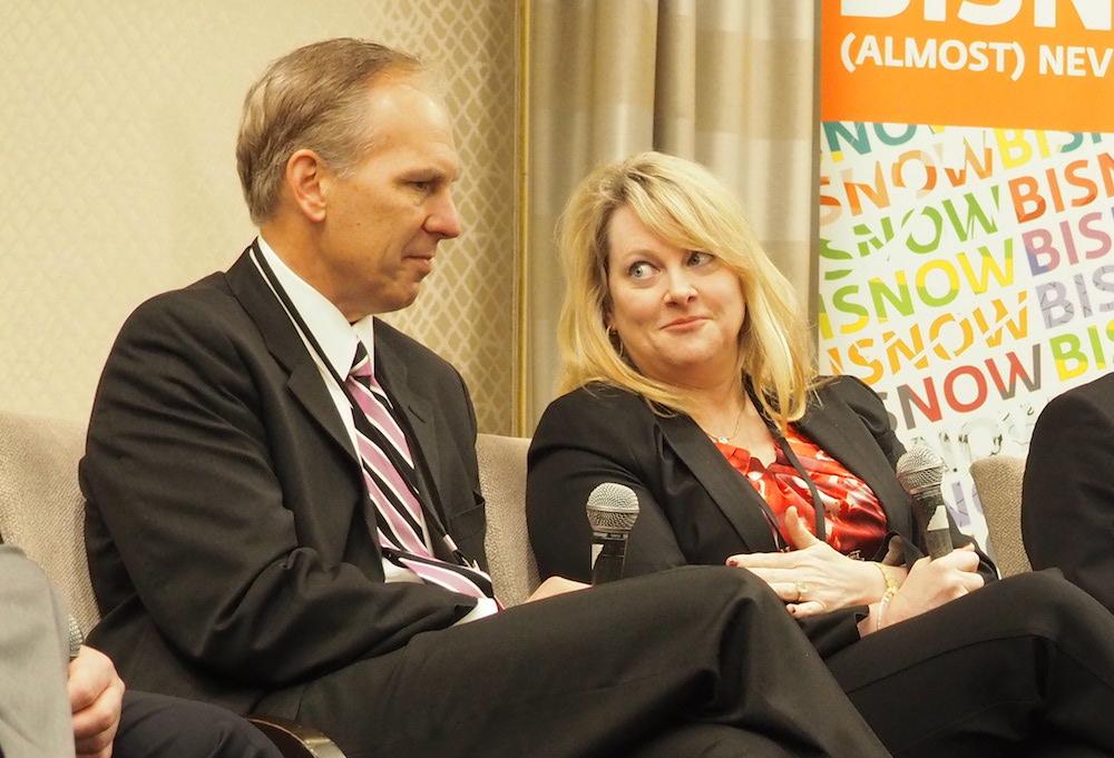 Virginia Hospital Center's Adrian Stanton and Inova's Ashley Hunnicutt at Bisnow's Mid-Atlantic Healthcare Real Estate Forum