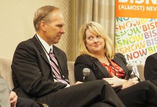 Virginia Hospital Center's Adrian Stanton and Inova's Ashley Hunnicutt at Bisnow's Mid-Atlantic Healthcare Real Estate Forum
