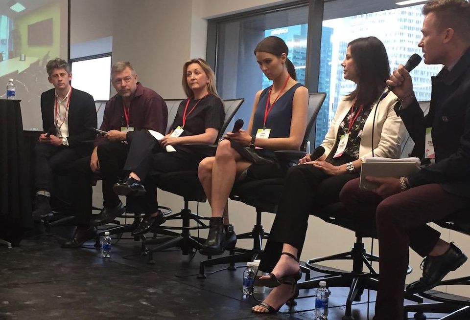 Time Equities' Paul Kelterborn, TPG Architecture's Michel-Claude Fiechter, Ted Moudis Associates' Jacqueline Barr, DIRTT's Laura Jamer and Cooper Carry's Kim Rousseau