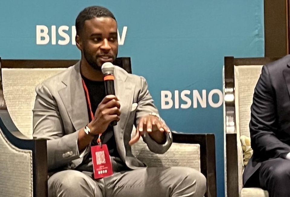 Civic Group's Chris Mfume speaking at Bisnow's Baltimore Multifamily & Affordable Housing Summit.