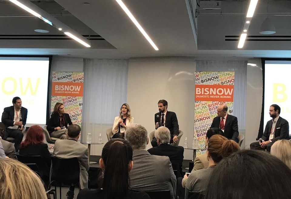 EasyKnock CEO Jared Kessler, Brown Harris Stevens' Bess Freedman, Rutenberg NYC President Stefani Berkin, Igluu CEO Martin Mucha, BOND New York's Douglas Wagner and REBNY RLS' Stefan Martinovic