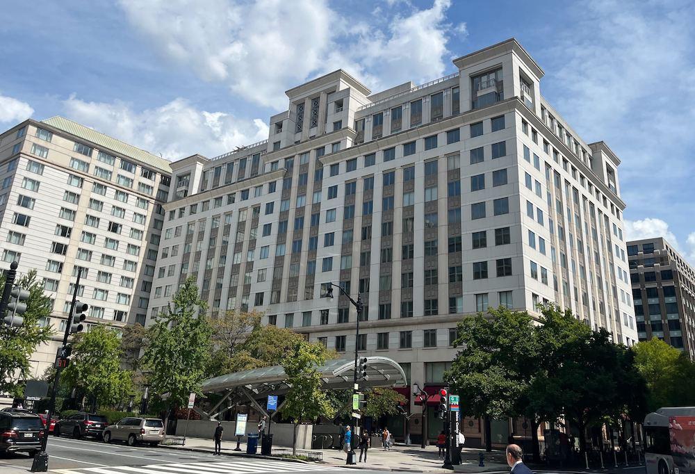 The office building above the Metro Center station at the corner of 12th and G streets NW. 