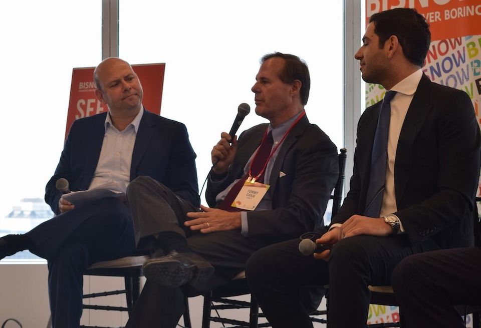 CohnReznick's Ron Kaplan, Hines Senior Managing Director Tommy Craig and Moinian Group Principal Mitchell Moinian at Bisnow's 2017 NYC State of the Market.