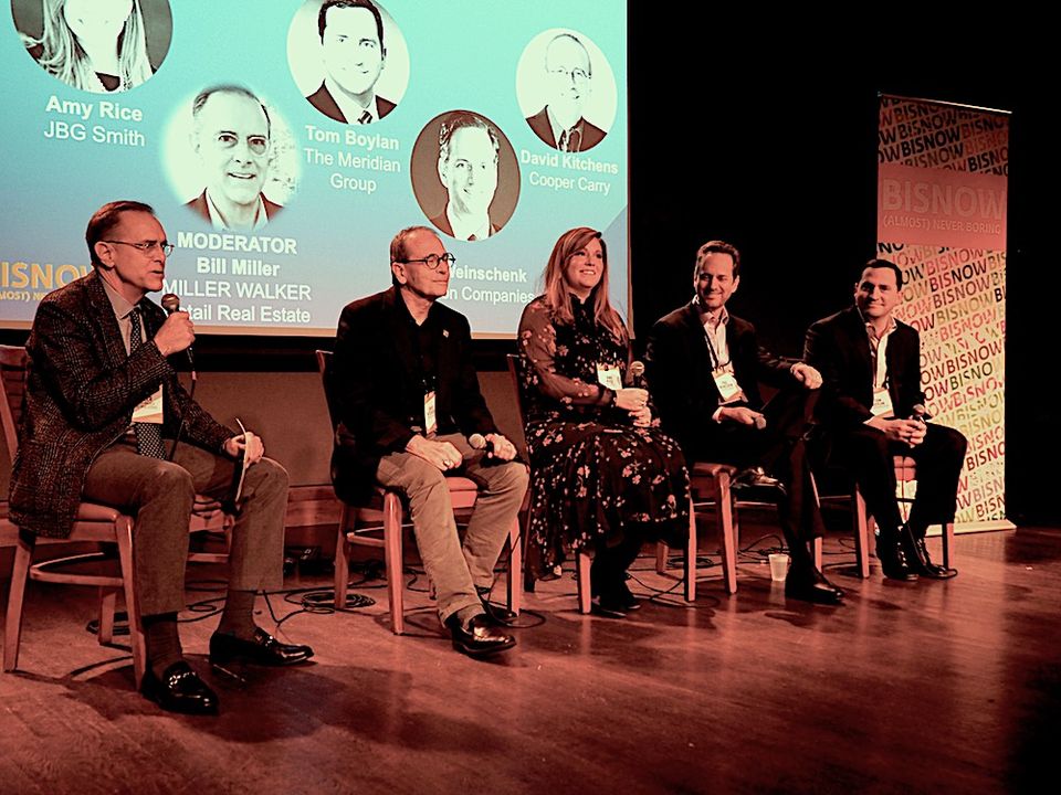 Miller Walker Retail Real Estate's Bill Miller, Cooper Carry's David Kitchens, JBG Smith's Amy Rice, Peterson Cos.' Paul Weinschenk and The Meridian Group's Tom Boylan