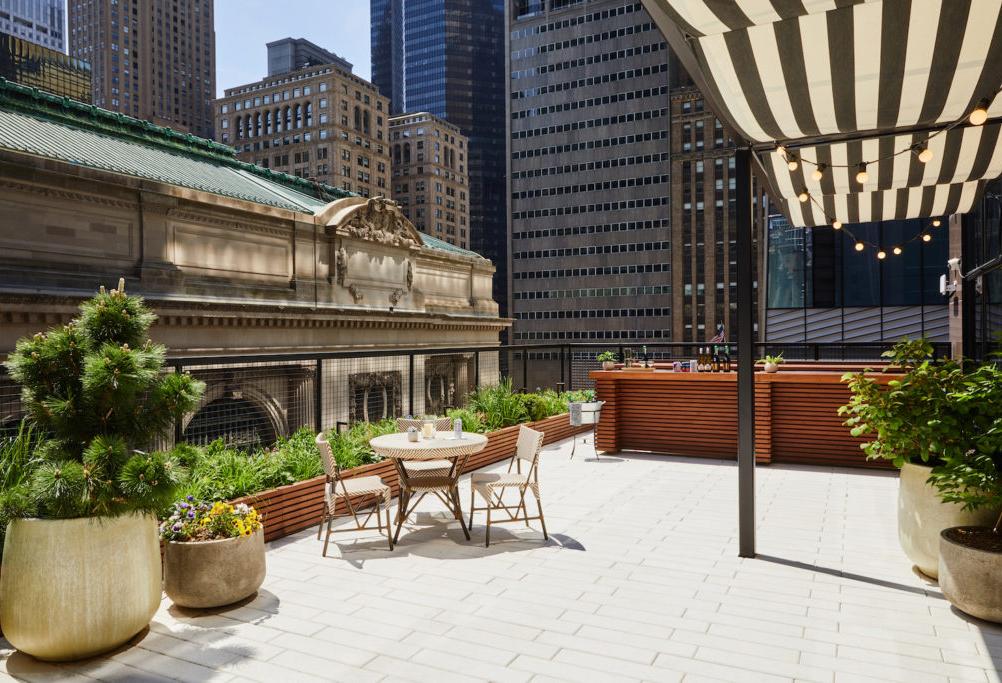 The Terrace, one of the many new amenities unveiled at 22 Vanderbilt that building ownership Milstein Properties says helped it reach near full occupancy.