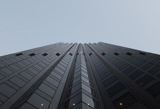 Perspective view looking up 555 California Street building San Francisco 