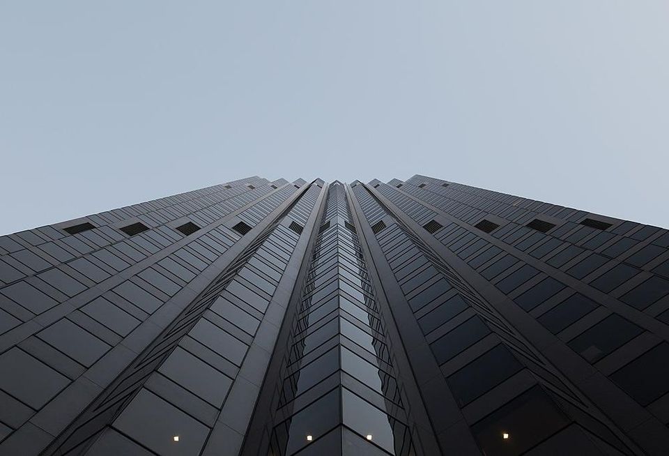 Perspective view looking up 555 California Street building San Francisco